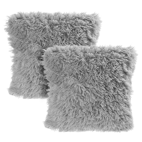 Set of 2 Square Faux Plush Throw Pillow Covers Pillowcases, HT390008