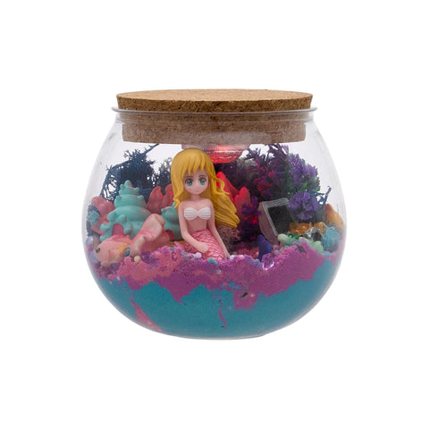 Mermaid Terrarium Kit for Kids with Colour-Changing LED Light & Remote, TE380039