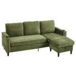 Polyester Upholstered L-Shaped 3-Seater Sectional Sofa with Ottoman, FL050156FL050157
