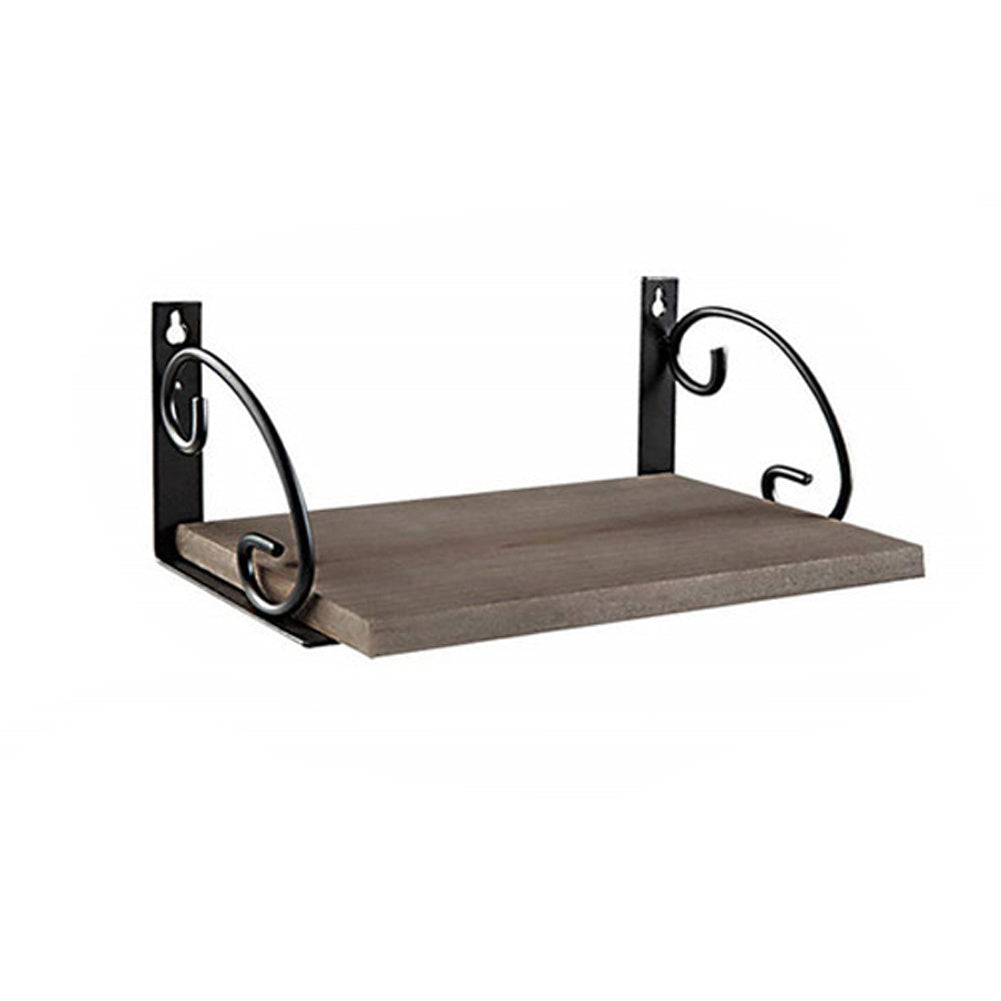 Livingandhome Floating Shelves Metal Wood Wall Decor Display Rack, WH0 ...