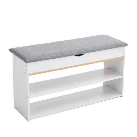 3-Tier Shoe Storage Bench with Padded Seat, XY0156