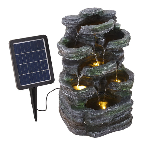 Livingandhome Faux Rock Garden Fountain with Lights, AI1055