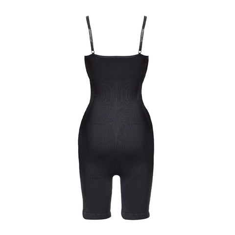 XL-size Black Female Tummy Control Seamless Boyshorts Sculpting Shapewear Bodysuit Top, WO0236