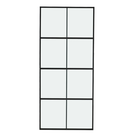 Livingandhome Frosted Glass Black Barn Door with Sliding Hardware Kit, LG1117LG1123