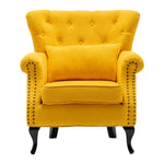 Livingandhome Upholstered Nail Head Modern Buttoned Armchair with Lumbar Pillow and Cushion, ZH1746