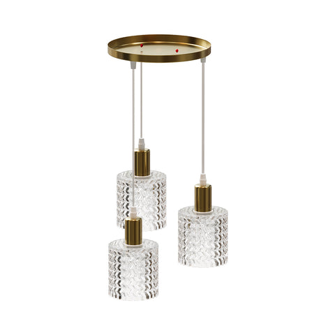 3-Light Iron & Glass Pendant Light, LI530076 (Ver.2)