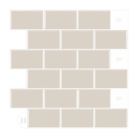 10Pcs Peel and Stick 1.2mm Backsplash Tiles, SW0905