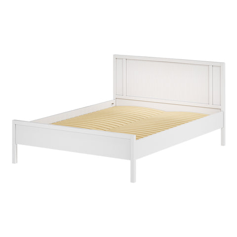 White Dual Row Slatted Wooden Bed Frame without Mattress, ZH1611ZH1612ZH1613