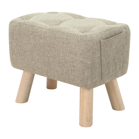Linen Upholstered Ottoman Footstool with Pocket, ZH0875 (Ver.2)