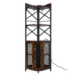 5-Tier Corner Bar Cabinet with Built-in Power Outlet and LED Lights, FD240110