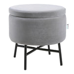 Livingandhome Contemporary Velvet Ottoman Metal Legs, ZH1340