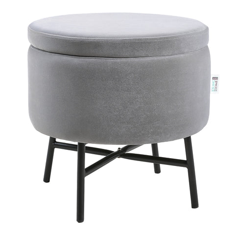 Livingandhome Contemporary Velvet Ottoman Metal Legs, ZH1340