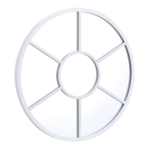 Livingandhome Exquisite Round White Window Mirror, FI0653