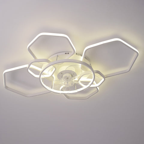 Livingandhome Geometrical Ceiling Mount LED Fan Light, DM0806