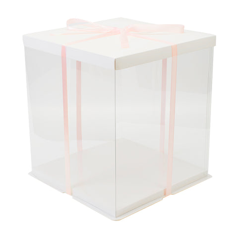 Clear Plastic Cake Gift Box with Ribbon, SC1495