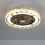 Livingandhome Round Crystal Flush Mount LED Ceiling Fan Light, DM0603