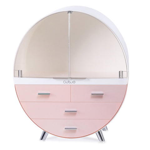 Livingandhome Dustproof Round Cosmetic Storage Box Desktop Organzier, SP2103(SO0031)