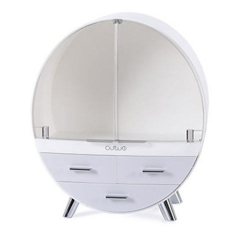 Livingandhome Dustproof Round Cosmetic Storage Box Desktop Organzier, SP2104