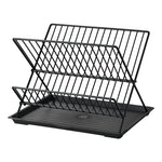 2 Tier Foldable Countertop Dish Drying Rack with Drip Tray, HM320004