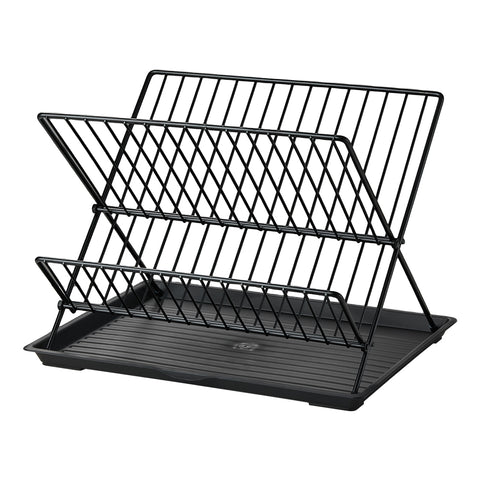 2 Tier Foldable Countertop Dish Drying Rack with Drip Tray, HM320004