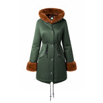 Mid-Length Hooded Coat with Drawstring Waist, CC061047