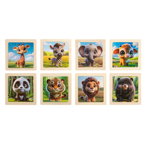 Wooden Toddler Animals Cognitive Jigsaw Puzzle Set, SI0101