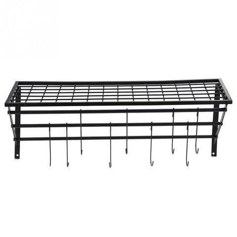 Livingandhome Kitchen Wall Mounted Metal Pot Rack with Hangers, WH1052