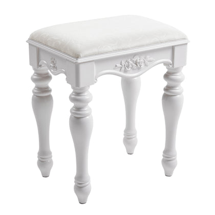 Retro Upholstered Vanity Stool with Resin Legs, ZH1450
