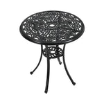 Livingandhome Round Patio Dining Table with Umbrella Hole, AI1284