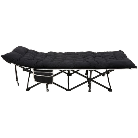 190 cm langes klappbares Feldbett für Camping und Mittagspause mit schwazer Matratze, OF220078 (DE)