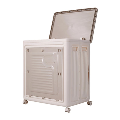 Folding Plastic Storage Box with Flip-top Lid and Wheels, HM320078