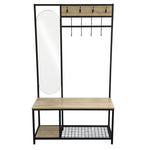 Livingandhome Coat Rack with Shoe Bench and Mirror, FI0572
