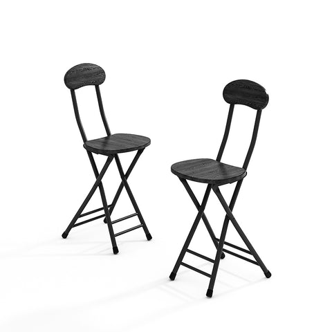 Livingandhome Compact Wooden Folding Chair with Metal Legs Set of 2, ZH1313