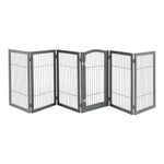 Livingandhome Freestanding Wooden Pet Playpen 6-Panel Grey, FI0568