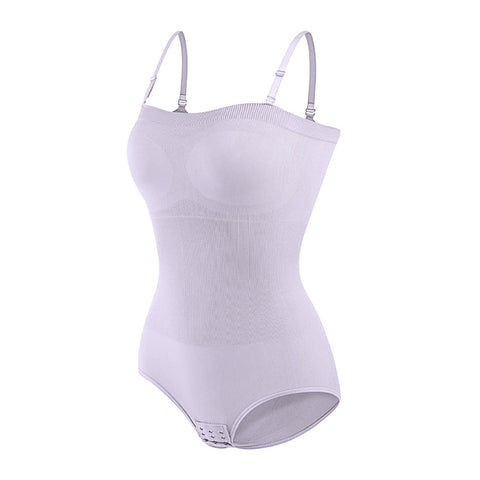 XL-size Purple Nylon Bandeau Tummy Control Shapewear Bodysuit for Female, WO0232 (Ver.2)