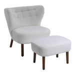 Livingandhome Teddy Bear Fur Tufted Accent Chair with Footstool, ZH1435