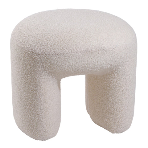 Livingandhome Modern Teddy Bear Fur Upholstered Ottoman, ZH1366