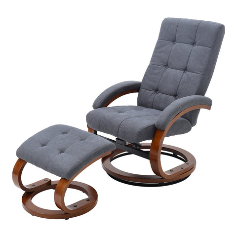 Livingandhome Swivel Velvet Recliner with Footrest, ZH1488