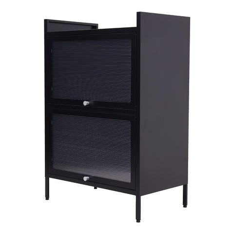Black Steel File Cabinet with Transparent Flip-Up Door, DM0908