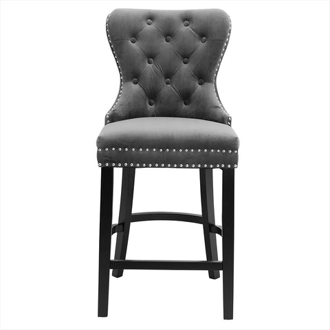 Livingandhome Velvet Bar Stool Bar Chair Dining Stool for Open Kitchen Counter, FA0010
