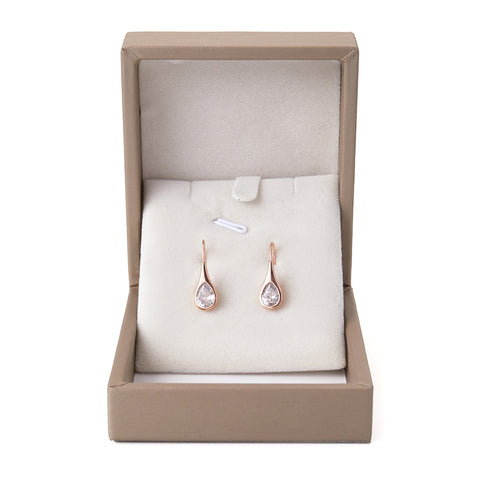 Rose Gold Teardrop Hook Earrings, CA290066 (Ver.2)