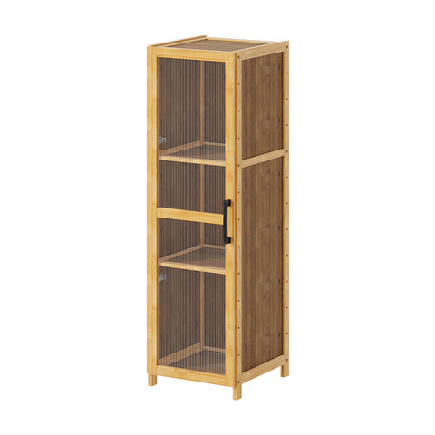 3-Tier Narrow Bookcase Storage Cabinet with Acrylic Door, FL250063