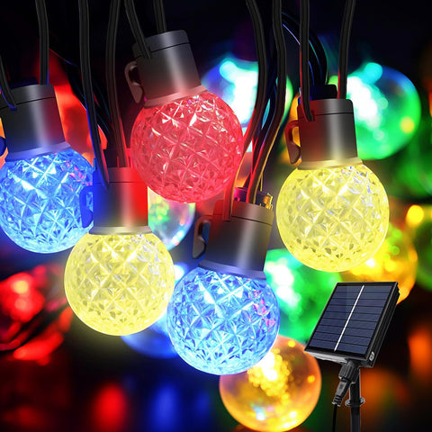 Solar Smart RGBIC String Light with 25 Ball Bulbs 9M cable with Remote Control, AJ1006