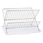 2 Tier Foldable Countertop Dish Drying Rack with Drip Tray, HM320013