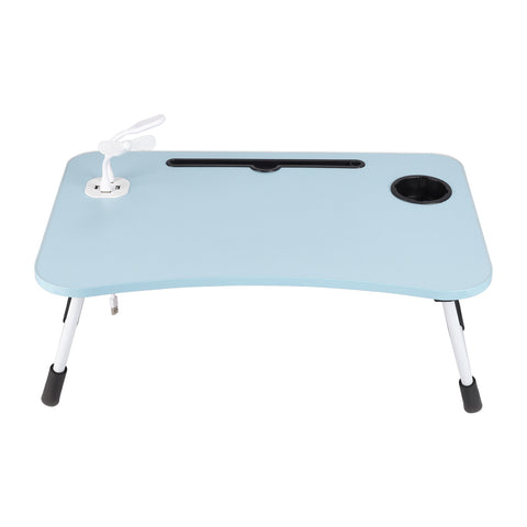 Klappbarer Laptoptisch mit USB-Anschlüssen für Bett und Couch in Hellblau, FO070079 (DE)