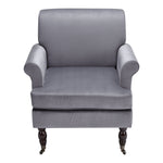 Livingandhome Contemporary Velvet Armchair with Wood Legs and Front Casters, FA0023