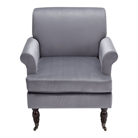 Livingandhome Contemporary Velvet Armchair with Wood Legs and Front Casters, FA0023