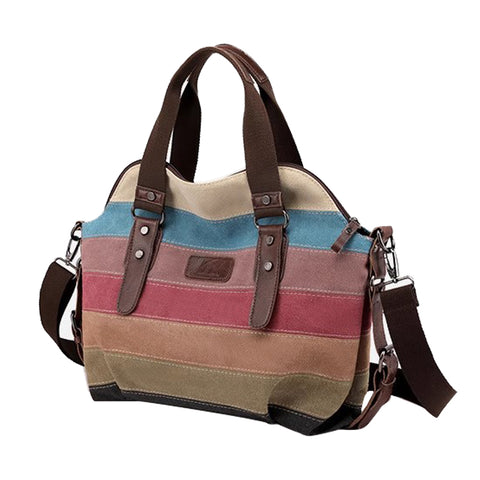 Colour-block Canvas Shoulder Bag, JW0023 (Ver.2)