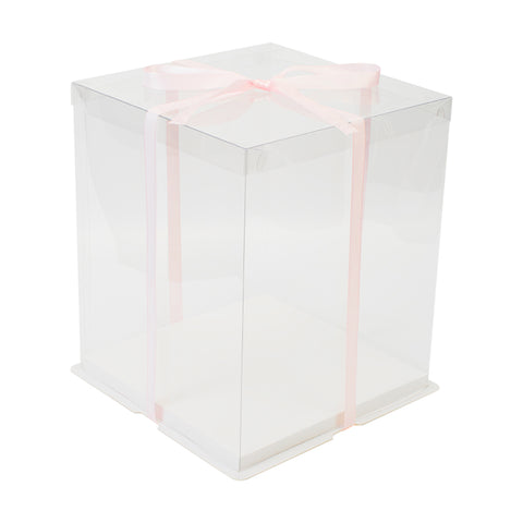 Clear Plastic Cake Gift Box with Ribbon, SC1514