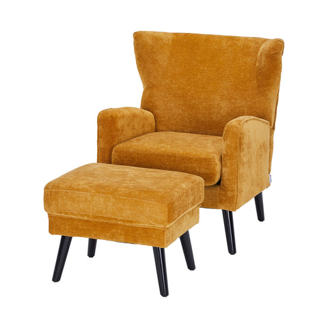 Chenille Armchair with Footstool, FL050106 (Ver.2)